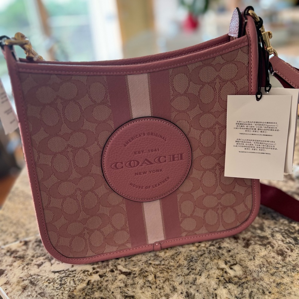 Coach Dempsey File Crossbody In Signature Jacquard With Stripe And Coach Patch.